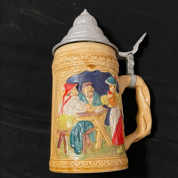 Other - Vintage Ceramic Beer Stein with‎ Colorful Scene